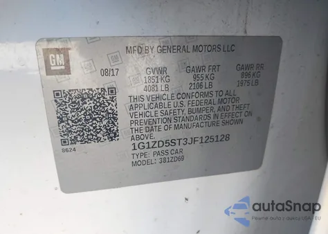 2018 Chevrolet Malibu Lt из США, поврежденный, VIN 1G1ZD5ST3JF125128